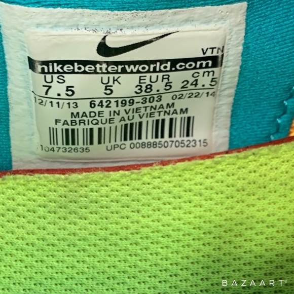 Nike Free run 5.0 teal Women’s running shoes Teal and Yellow Size: 7.5 - Picture 8 of 11